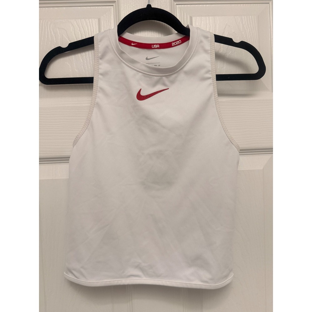 Nike Team USA 2020 Olympics White Racerback Tank Top XS Red Swoosh Sportswear